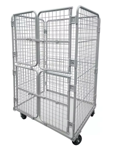 Steel Wire Mesh Roll Cart 500L Capacity Lockable Security Cage <b>Trolley</b> with 5 Inch Wheels Assembled Powder Coated - Product Image 3