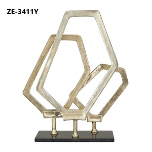 Escultura Abstracta Creativa Hecha a Mano en Aluminio Chapado en Oro, Decoración de Arte Moderno para Mesa de Salón - Product Image 4