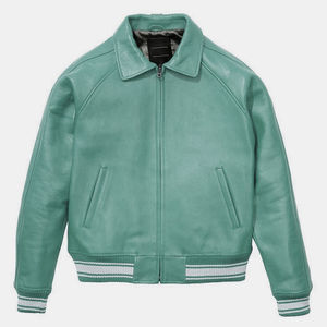 OEM Custom Fashionable Trend High-quality Slim-fit <b>Zip</b> <b>Fastening</b> Jacket Customized Attractive Striped Leather Jacket for Men's - Product Image 4