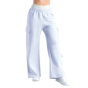 Pantalons et pantalons pour filles de style cargo à huit poches, en polaire épaisse, à taille élastique large, nouvelle conception pour femmes - Product Image 6