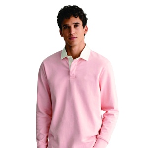 เสื้อโปโลผ้าฝ้าย100% แขนสั้นคอวีแบบลำลองมีความชื้นลวดลายทึบนุ่มใส่สบาย - Product Image 1