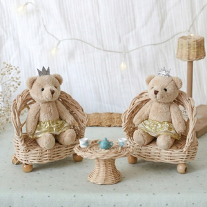 Chaise miniature en rotin tressée à la main avec capot, jouet pour enfants, mobilier en osier, pièce décorative style bohème - Product Image 1