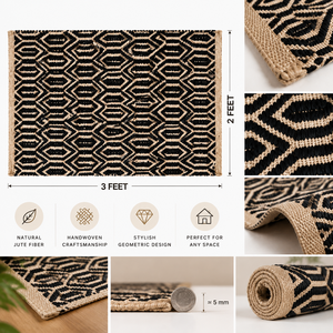 Geometric Hand Woven Jute Door <b>Mat</b> Washable <b>Non</b> <b>Slip</b> Outdoor Entry Floor <b>Mat</b> for Home Hotel <b>Bathroom</b> - Product Image 2
