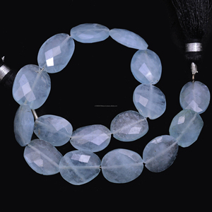 Cristal de Aguamarina lechosa natural, forma de pepita plana facetada de Aguamarina, hebra de cuentas de piedras preciosas de 8 pulgadas para hacer joyas creativas - Product Image 2