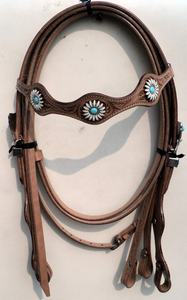Headstall en cuir occidental personnalisé le plus vendu avec outillage à la main et rênes gravées pour fabricant de chevaux - Product Image 6