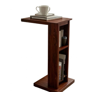 C-Shaped <b>Side</b> <b>Table</b> with 2-Tier <b>Storage</b> Shelves - Product Image 1