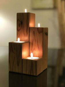 Handcrafted Timber <b>Candle</b> Holder Wood Candlestick Holder Set Column <b>Shape</b> Tapered Design Natural Finish Home Decoration - Product Image 4