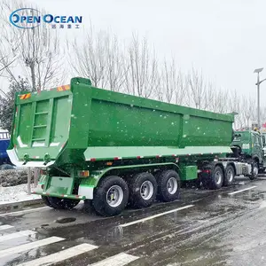 Shipping 3 4 Axles 35cbm Hydraulic Cylinder Rear End Side Dump Tipping Tipper Lorry Dumper Semi Truck Trailer For Sale