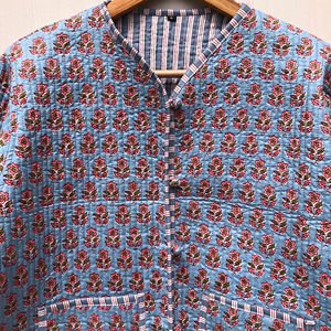 Nueva Chaqueta Reversible Acolchada de Algodón Tejido Transpirable con Estampado a Rayas y Estampado a Mano, Ideal para Fiestas, Regalo para Mujer, Venta al por Mayor - Product Image 1