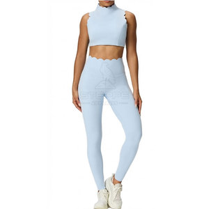 Women Solid Two Piece Yoga Workout Set Soft Flexible Fabric Quick Dry Eco-Friendly <b>Top</b> & <b>Leggings</b> for Fitness Active Wear - Product Image 2