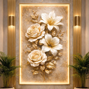 Cuadro Moderno de Lujo en Lienzo con Reloj LED Electrónico, Diseño Abstracto de Naturaleza Muerta para Decoración del Hogar y Sala de Estar - Product Image 1