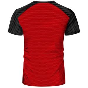 T-shirt de sport pour homme à col rond, imprimé toile d'araignée géométrique 3D, haute élasticité, ajusté, respirant, idéal pour la gym et les activités de plein air en été - Product Image 4