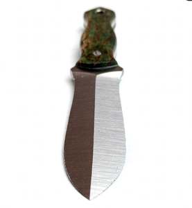 Cuchillo utilitario hecho a mano de doble tono en acero inoxidable satinado con punta de caña, mango de madera de Burl verde estabilizada, EDC - Product Image 2