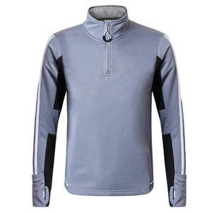 Men's Quarter-<b>Zip</b> Long Sleeve Sport <b>Top</b> Solid Color Breathable Quick Dry Polyester Autumn Winter Wear - Product Image 4