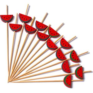 Palillos de Bambú Hechos a Mano para Cócteles, 100 Unidades, 4.7 Pulgadas, Decoración de Sandía, Palillos para Dientes - Product Image 1