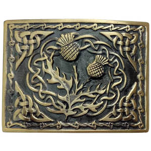 Hebilla de cinturón celta escocesa antigua más vendida con diseño de cardo y remolino de las Tierras Altas, acabado envejecido, de alta calidad - Product Image 2