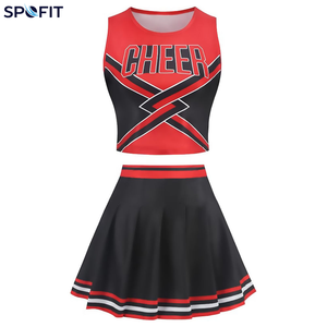 Customized Printed Cheerleading Uniforms Wholesale OEM 100% Polyester Sets <b>Elasticity</b> Crop Top <b>Skirt</b> - Product Image 3