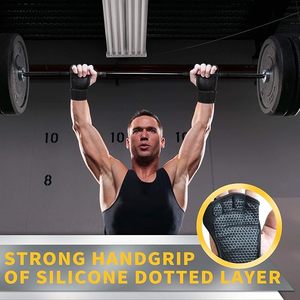 Gants d'entraînement personnalisables de haute qualité avec bandes de maintien pour les poignets, demi-doigts, fermeture à lacets, légers, respirants, en polyester, pour hommes, fitness - Product Image 5