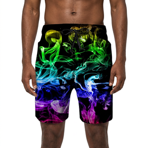 Shorts de Baño Casuales para Hombre, de Secado Rápido, Cintura Media, con Cordón, Estampado de Humo Colorido, Sublimados, de Poliéster - Product Image 6
