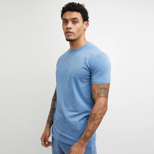 T-shirt en coton à manches courtes pour homme, coupe ajustée, col rond, couleur unie, jersey décontracté, respirant, blanc - Product Image 6