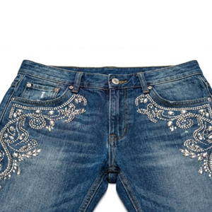 Fabricante Mayorista de Ropa: Shorts de Mezclilla Premium para Hombre con Adornos de Piedras, Ropa Urbana de Lujo, OEM Personalizado - Product Image 4