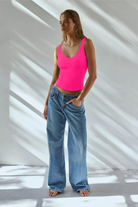 Top Corto para Mujer, Estilo Tank Top, Acanalado, Sin Mangas, Doble Forro, Cuello en V, Verano, Casual, Básico, Tendencia 2026, Ropa para Hacer Ejercicio y Salir - Product Image 6