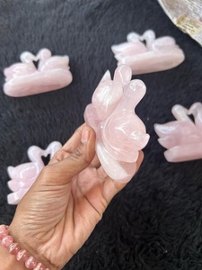 Par de Patos Mandarines de Cuarzo Rosa Tallados en Piedra de Cristal Natural, para la Relación de Amor, Sanación, Equilibrio de Chakras, Decoración del Hogar - Product Image 3