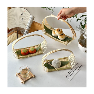 Natural Handmade Woven Bamboo Food Tray Vietnam Artisan Crafted Serving Platter For Sustainable Restaurants Cafes Hospitality - Product Image 5