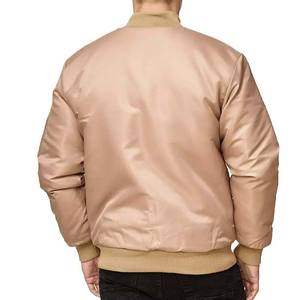 Blouson bomber beige pour homme, fermeture éclair sur le devant, style décontracté, vêtement d'automne, couleur unie, rembourrage en polyester, coupe classique, col rabattu - Product Image 5