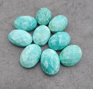 Turquesa Tibetana Natural, Forma Ovalada, Corte Checker, Calibrada, Gema Suelta para Joyería - Product Image 3