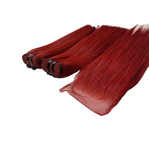 ผมต่อแบบเทปปลายแบน 100% ผมแท้เวียดนาม สีแดงตรงธรรมชาติ  แบบเส้นเดียวจากผู้บริจาคคนเดียว - Product Image 6