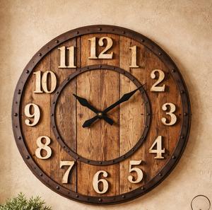 Reloj de Pared de Madera Vintage de Lujo, Reloj de Pared Decorativo Rústico para Sala de Estar - Product Image 1