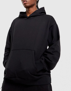 Men Oversized Pullover <b>Hoodie</b> <b>Plain</b> Black Hooded Sweatshirt Cotton Fleece Casual Streetwear <b>Hoodie</b> Kangaroo Pocket Long Sleeve L - Product Image 1