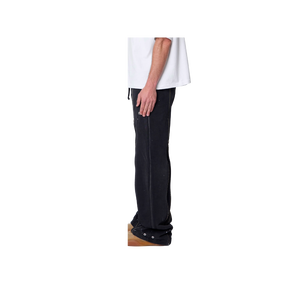 Jean en denim noir pour homme, coupe droite, taille mi-haute, coupe classique, en coton, décontracté, pour l'automne, couleur unie, tissu tissé - Product Image 3