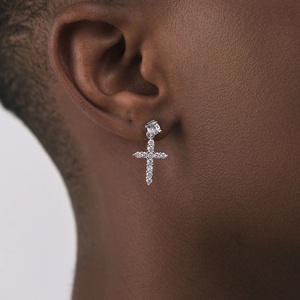 925 Silver Cross Dangle <b>Earrings</b> <b>Moissanite</b> Stud Ear Jewelry for Women Wedding Party Gift - Product Image 2