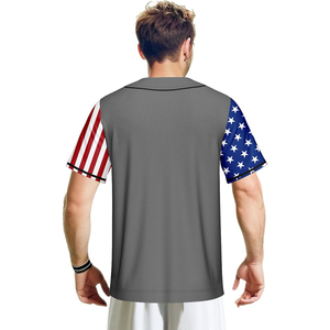 Unique Sublimated Grey Performance Baseball Jersey Statue Graphic Unisex Sportswear Full Button <b>Shirt</b> - Product Image 4