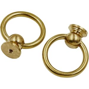 Poignées de meuble en laiton massif antique, anneaux de 1,6 pouce, poignées de tiroir vintage, quincaillerie de cuisine, 2 pièces, boutons anneau - Product Image 3