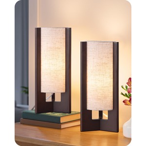 Aqdus Saleem Acacia Wood Minimalist Cylinder Table Lamp Walnut Veneer Handmade <b>Model</b> AS-ACMC-002 Wholesale - Product Image 1