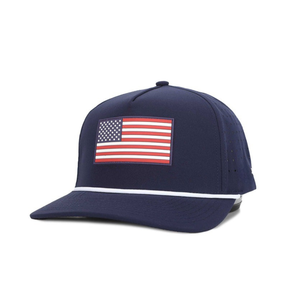 Gorra de Golf con Logotipo Personalizado, Parche de Goma de PVC con la Bandera de EE. UU., Gorra Deportiva con Orificios Cortados con Láser, Impermeable, Gorra de Béisbol de 5 Paneles - Product Image 1
