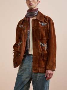 High Quality Western Fringe <b>Suede</b> Leather <b>Jacket</b> Vintage Cowboy Style Fashion <b>Jacket</b> Supplier Wholesale - Product Image 4