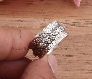 Anillo Giratorio de Plata de Ley 925 con Hoja Turquesa para Mujer, Joyería Clásica Inspirada en la Naturaleza para Boda, Alivio de la Ansiedad y Meditación - Product Image 2