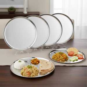 Ensemble d'assiettes rondes en acier inoxydable de qualité alimentaire, réutilisables et durables, pour la maison, les restaurants et les hôtels - Product Image 2
