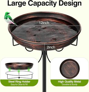 Baño para Pájaros de Metal de Diseño Moderno con Acabado Atractivo para Decoración de Patio y Jardín y Actividades de Alimentación de Aves Silvestres - Product Image 3