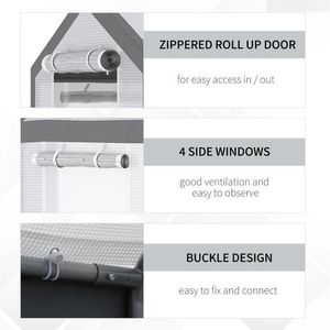 Serre tunnel extérieure 8 L x 6 L x 7 H avec fenêtres enroulables, 2 portes zippées et bâche de protection pour jardins - Product Image 6