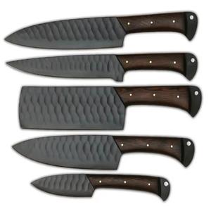Handmade High Quality 5-Piece Powder Coated Chef <b>Knife</b> <b>Set</b> with <b>Sharp</b> Serrated Edge and Customized Handle for Multi-Purpose Use - Product Image 4