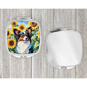Papillon, girasoles compactos para mujer, espejo de maquillaje de viaje decorativo, regalo de bolsillo de mano plegable para niñas - Product Image 4