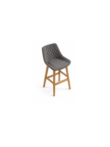Taburete de Bar Moderno Tapizado con Patas de Madera Maciza, Asiento de Cuero Sintético, Mueble Cómodo para Interiores, Hogar, Cocina, Restaurante - Product Image 5
