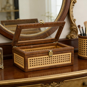 Best Choice Natural Rattan & Cane <b>Decorative</b> <b>Storage</b> <b>Boxes</b> Set of 2 Vintage Jewellery Display Box Made by Vietnamese - Product Image 3