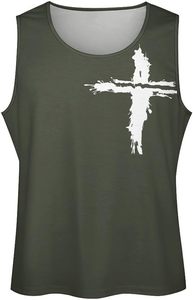 Débardeur sans manches pour homme, imprimé palmiers dégradés, col rond, tricoté, 100% coton, vêtements décontractés - Product Image 5