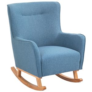 Poltrona Relax in Stile Moderno, Sedia a Dondolo in Legno Resistente con Accenti Blu, Design Moderno - Product Image 1